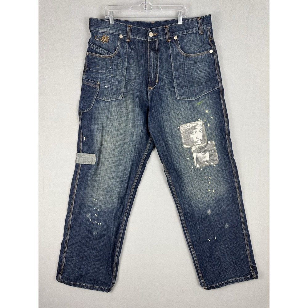 Vintage Makaveli Jeans Men's Size 42 Baggy Y2K Denim Wide Leg Tupac Skater VTG